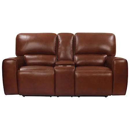 Contemporary Power Reclining Console Loveseat